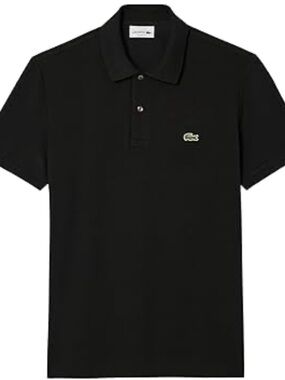 Lacoste Black Short-Sleeve Classic Polo with Crocodile Logo